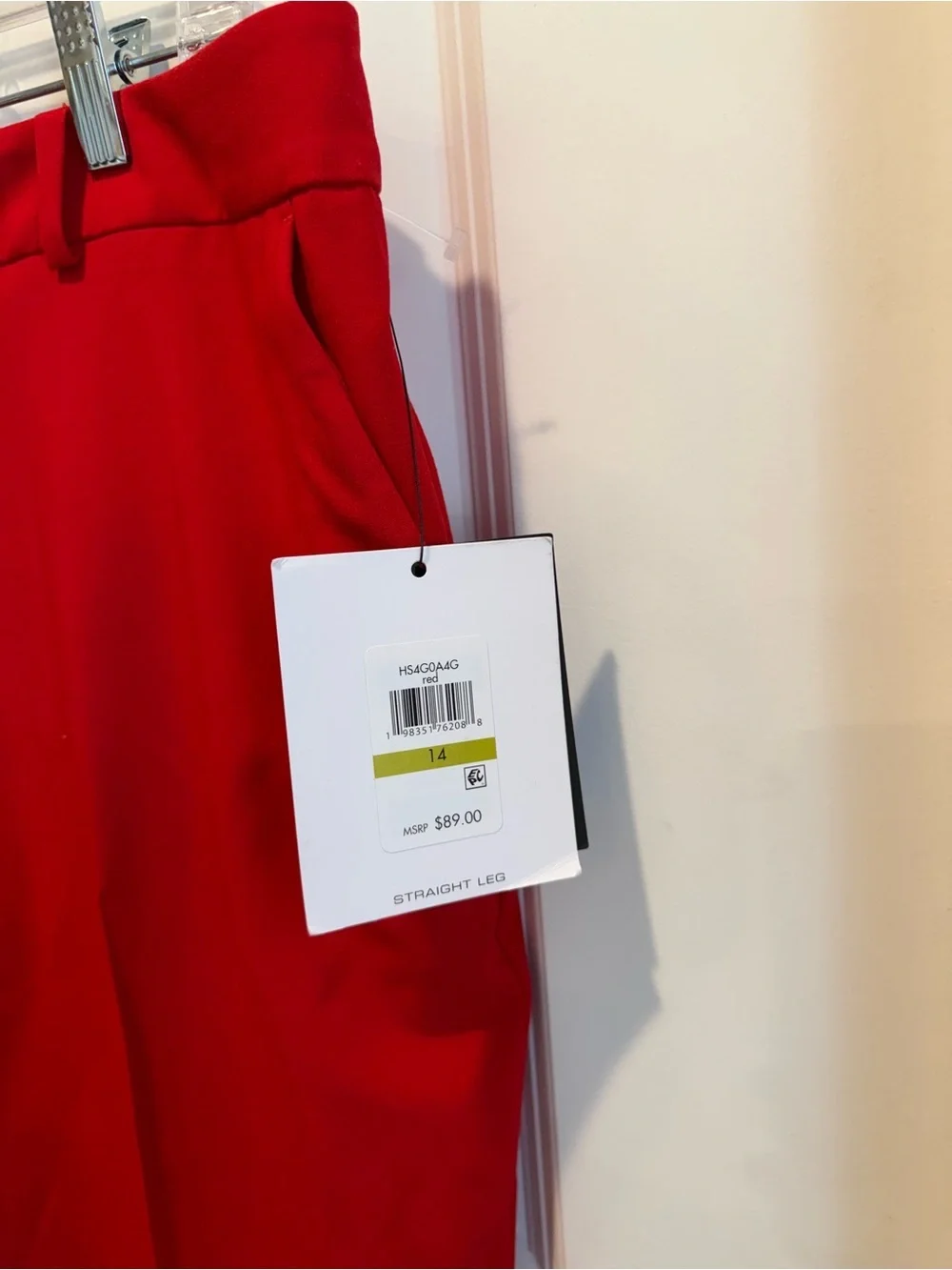 Halston Heritage Red High Rise Straight-Leg Pants NWT Size 14